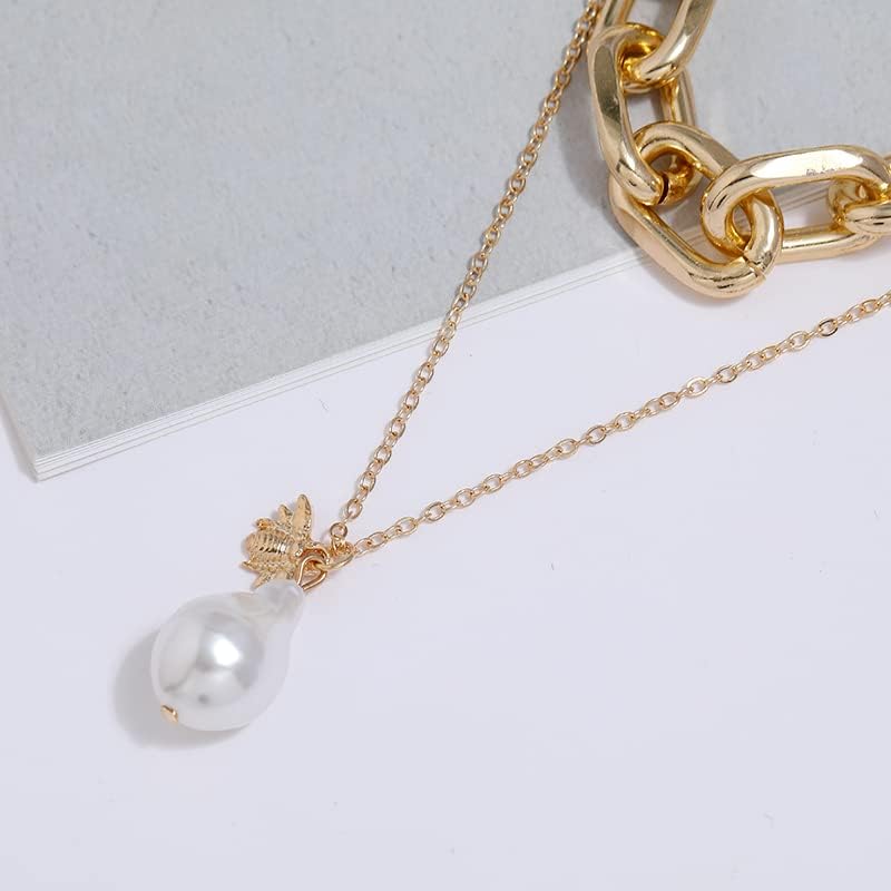Punk Multi-Layered Pearl Necklace: Edgy Statement Pendant Jewelry