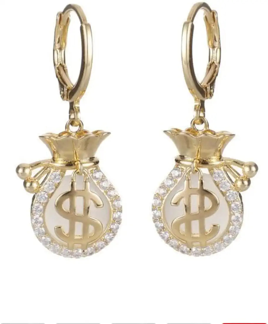 Dollar Sign Money Bag Earrings: Lucky Jewelry for Women & Girls - Shop N Save