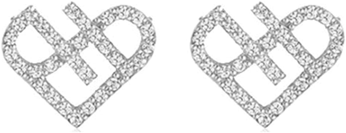 Heart Shape Crystal Party Wear Ear Tops - Silver - Shop N Save