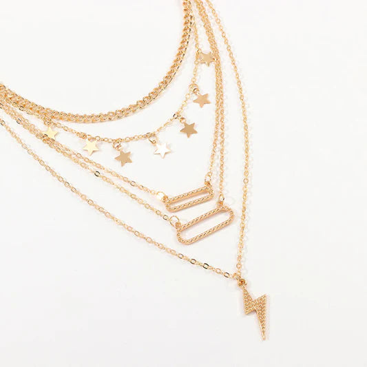 Girls Fahion Star Multi Layer Necklace - Golden - Shop N Save