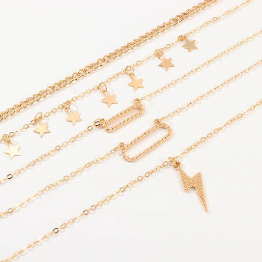 Girls Fahion Star Multi Layer Necklace - Golden - Shop N Save