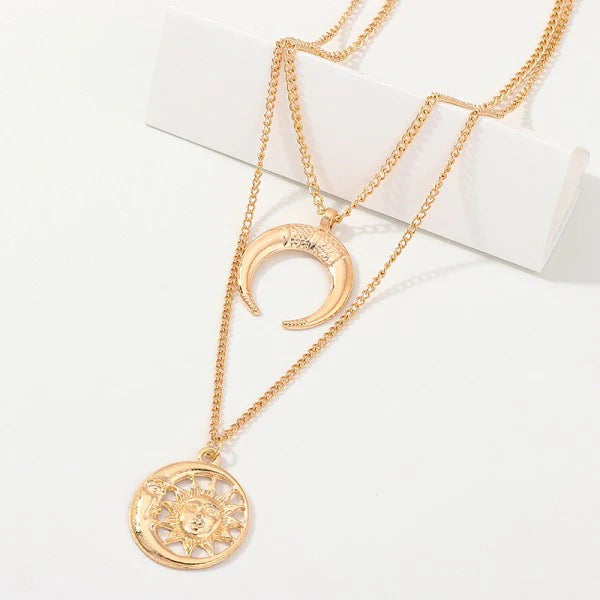 Woman Moon Chain Fashion Necklace - Golden - Shop N Save