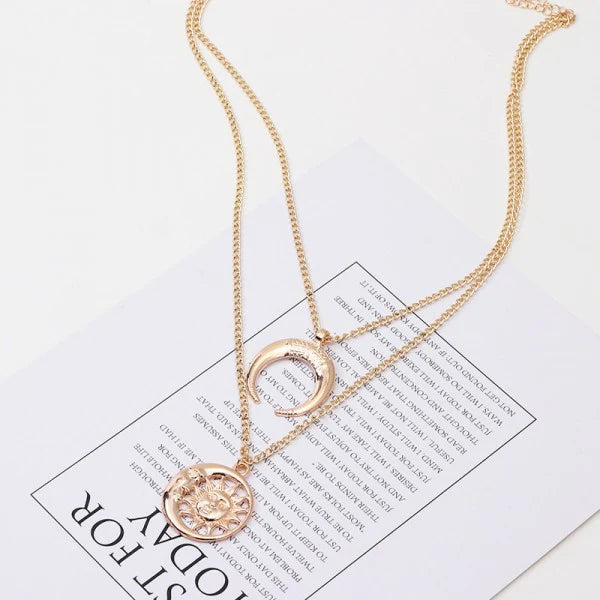 Woman Moon Chain Fashion Necklace - Golden - Shop N Save