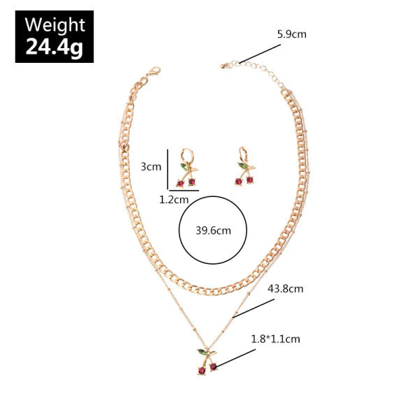 Ladies Berry Earrings And Necklace Set- Golden - Shop N Save