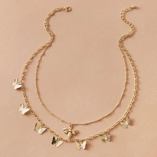 Ladies Elegant Butterfly Chain Necklace - Golden - Shop N Save