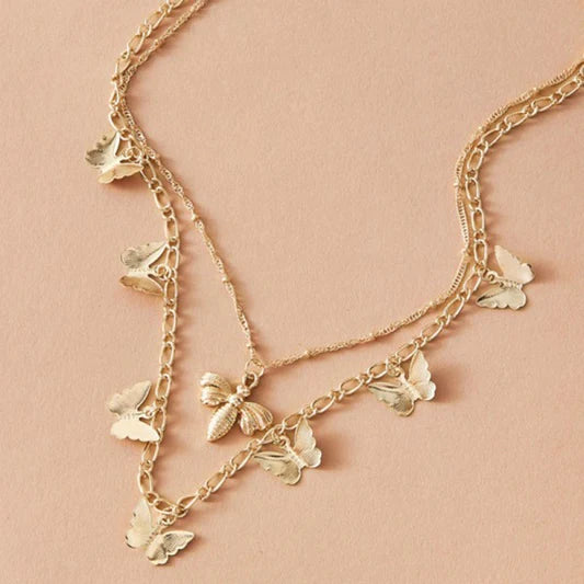 Ladies Elegant Butterfly Chain Necklace - Golden - Shop N Save