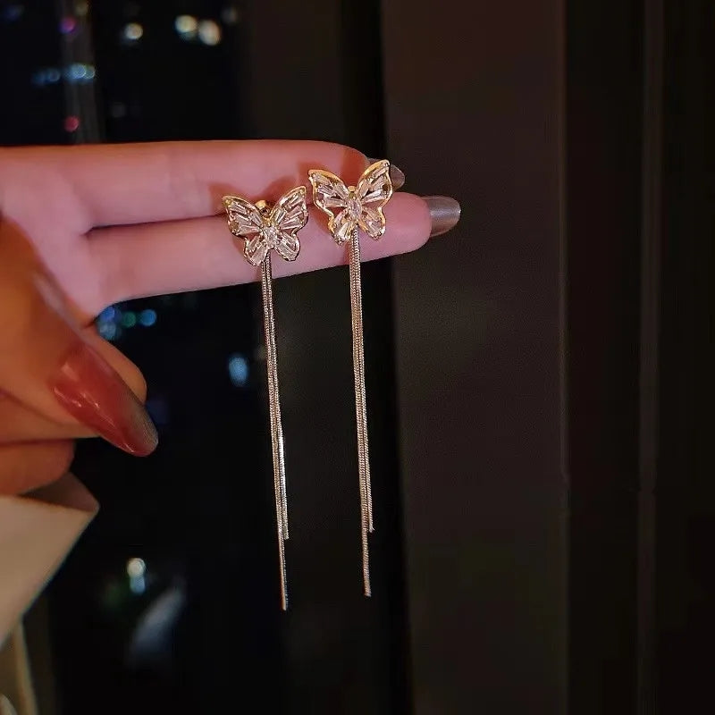 Butterfly Earrings: New Fashion Trend, Zircon Embellishments, Elegant Design