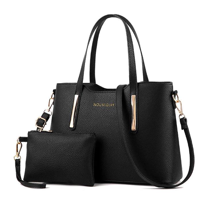 Two Pieces PU Leather Formal Bag Set - Black - Shop N Save