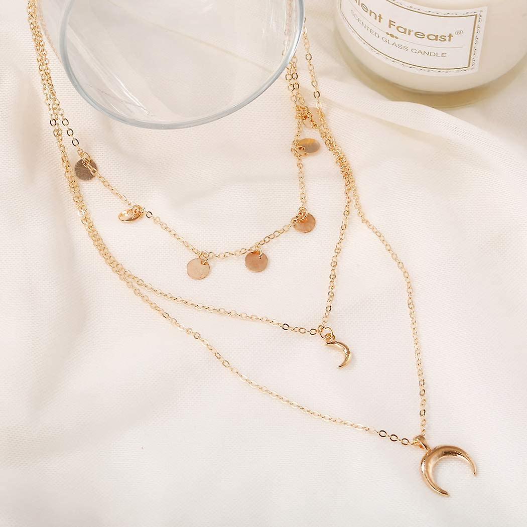 Boho Multilayer Moon Sequins Gold Necklace: Trendy Jewelry - Shop N Save