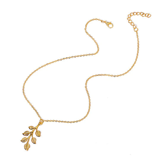 Women Fashion Leaf Shape Simple Necklace - Golden - Shop N Save