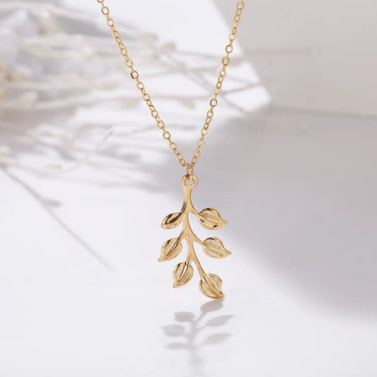 Women Fashion Leaf Shape Simple Necklace - Golden - Shop N Save