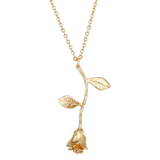 Valentine Rose Pendant Fashion Necklace - Golden - Shop N Save