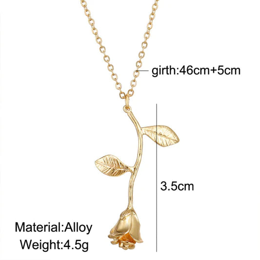 Valentine Rose Pendant Fashion Necklace - Golden - Shop N Save