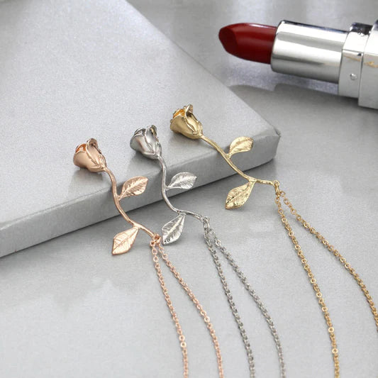 Valentine Rose Pendant Fashion Necklace - Golden - Shop N Save