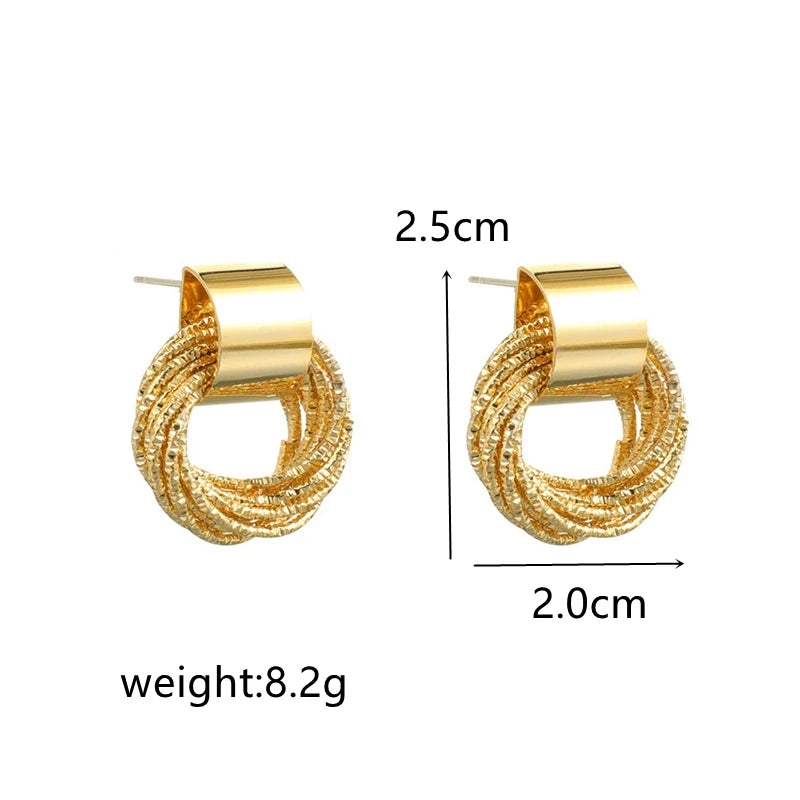 Retro Gold Circles: Korean Fashion Studs for Women, Wedding Gift - Shop N Save