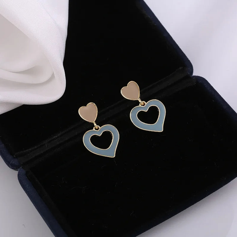 Youthful Heart Earrings: Korean Simplicity in Lake Blue Hue - Shop N Save