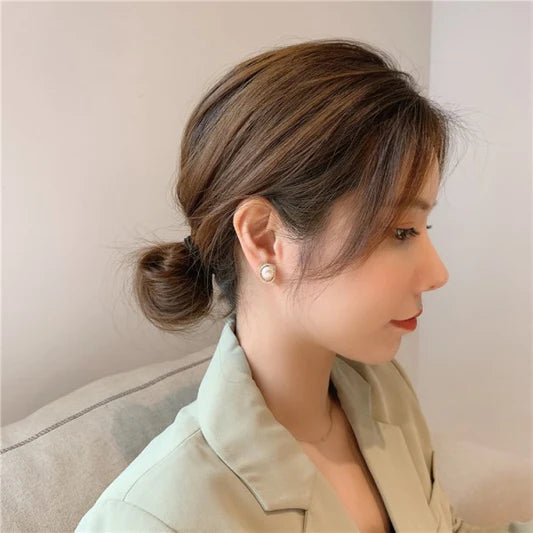 Fashionable Simple Ladies Pearl Earrings - Golden - Shop N Save