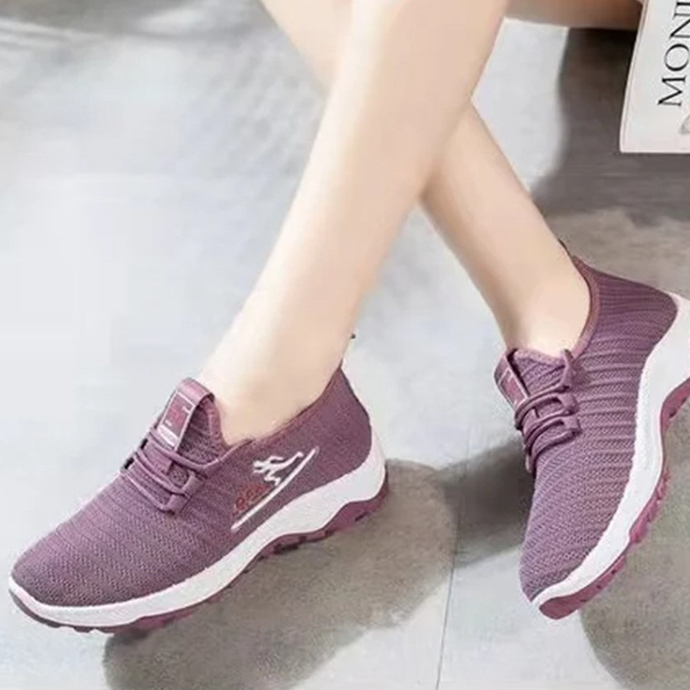Mesh Lace-Up Sneakers for Women Lightweight Breathable Non-Slip Soft And Comfortable Shoes For Walking Running Jogging Exercise Gym and Outdoor Office Casual Shoes - Red