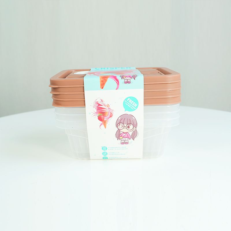 Convenient Set of 4 Plastic Food Storage Containers for Kitchen Use.