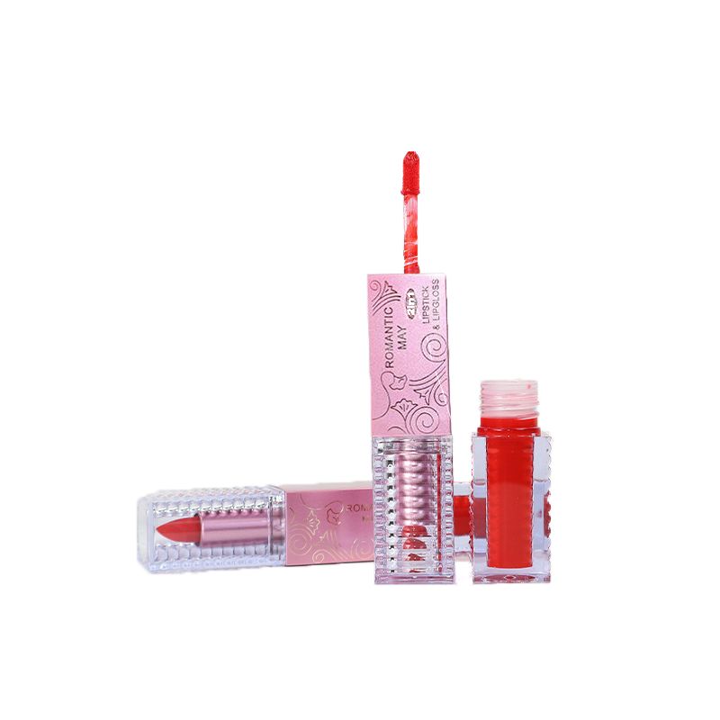 Romantic May Lip Gloss 2 In 1 Lipstick - Fire Engine Red (5)