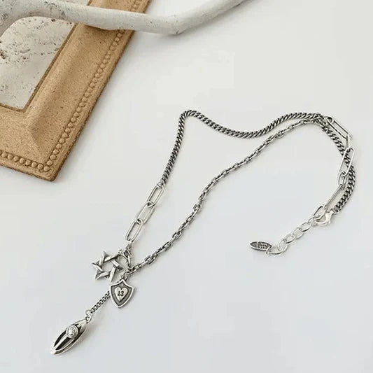 Hexagram Smiling Face Necklace - Sliver - Shop N Save