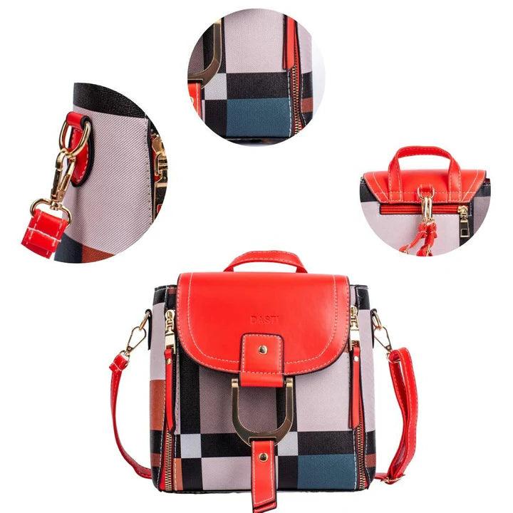 Exquisite Plaid Pattern Magnetic Closure Women Handbag - Red - Shop N Save