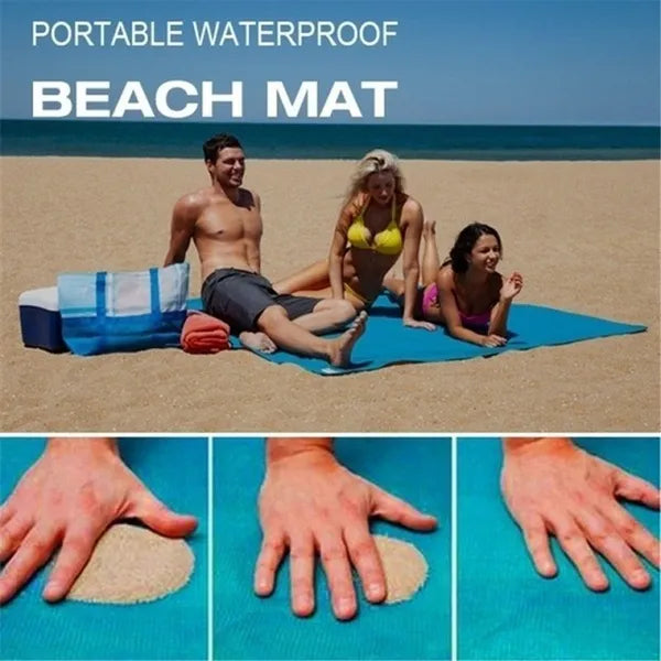 Sky Blue Sand-Free Beach Mat: Portable, Anti-Slip, Outdoor Comfort - Shop N Save