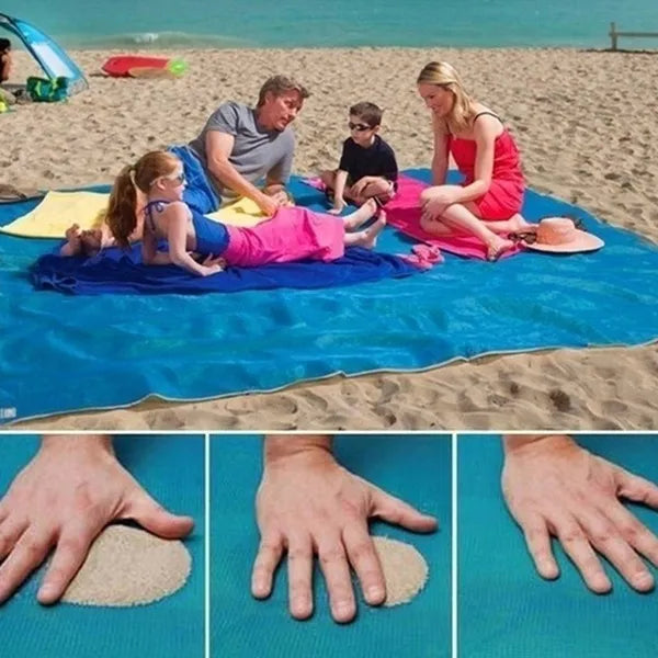 Sky Blue Sand-Free Beach Mat: Portable, Anti-Slip, Outdoor Comfort - Shop N Save