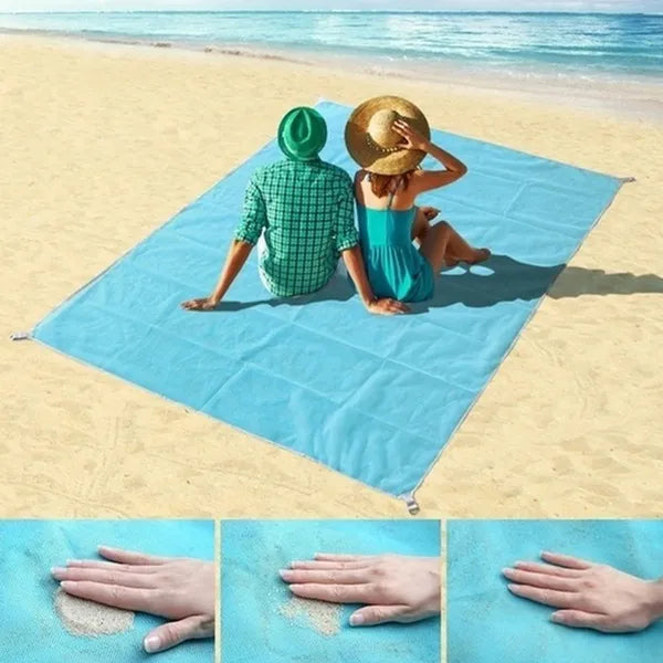 Sky Blue Sand-Free Beach Mat: Portable, Anti-Slip, Outdoor Comfort - Shop N Save