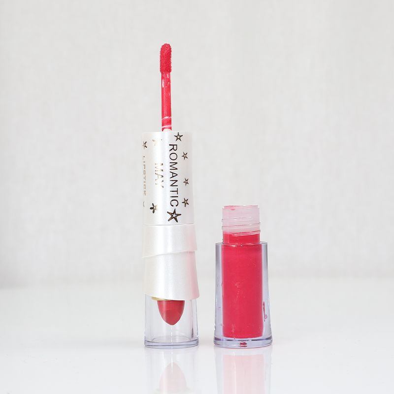 Romantic May 2 In 1 Lipstick And Lip Gloss Vitamin E Long Lasting - Raspberry Red (PANTONE) (6)