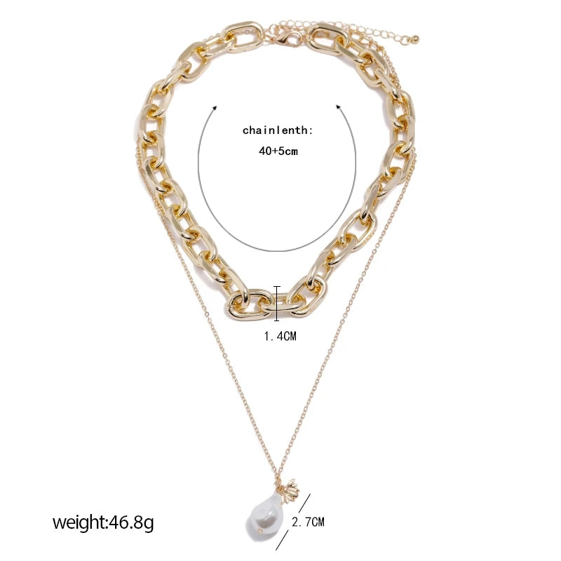 Multilayer Pearl Pendant: Hesiod Color Fashion Necklace for Women - Shop N Save