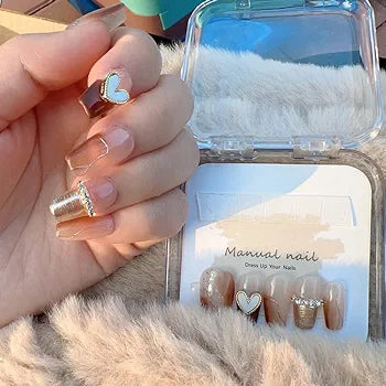 Glittery Luxury Reusable False Nails - Handmade Coffin Shape - Shop N Save