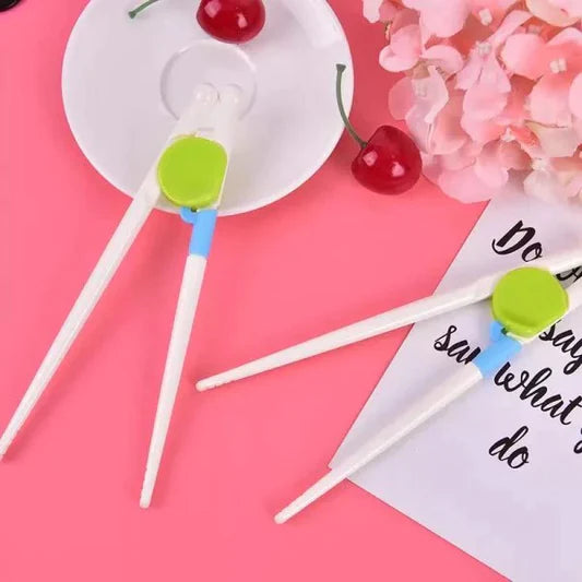 A Pair Of Kids Auxiliary Chopsticks - White Pink - Shop N Save