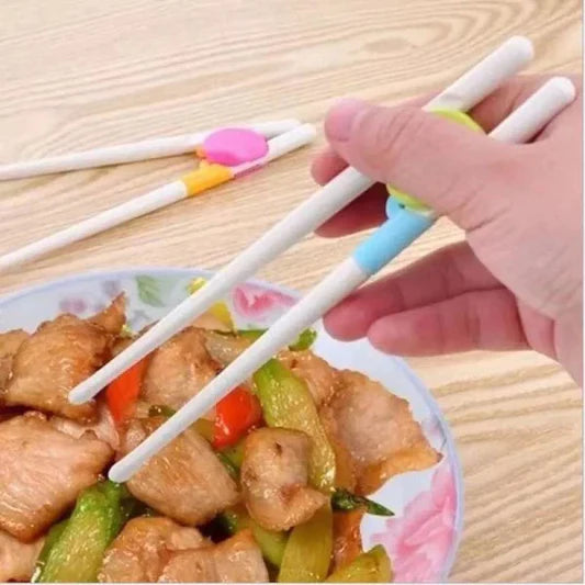 A Pair Of Kids Auxiliary Chopsticks - White Pink - Shop N Save