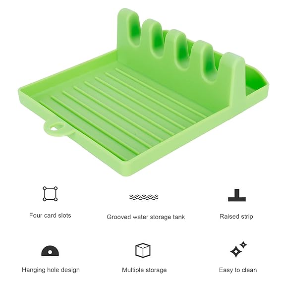 Green Kitchen Organizer: Wall-Mount Rack for Utensils, Lids - Shop N Save