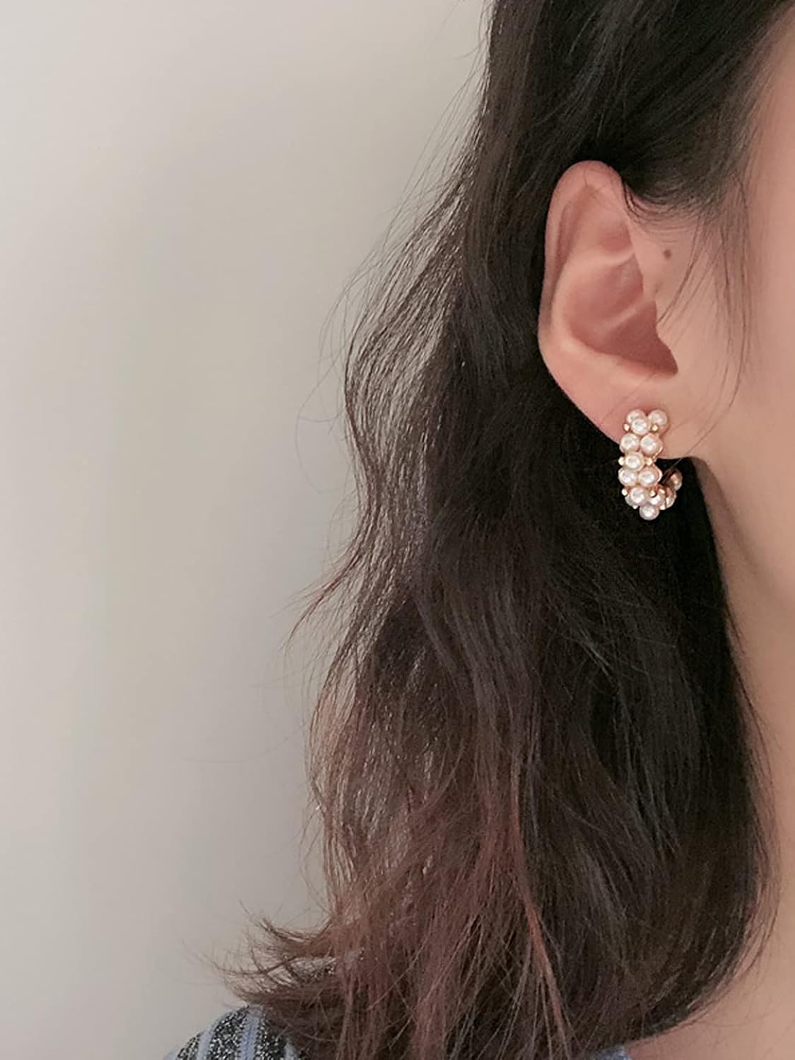 Gold-Toned Chimes Hoop Earrings: Pearl-Studded Clip-On Design - Shop N Save