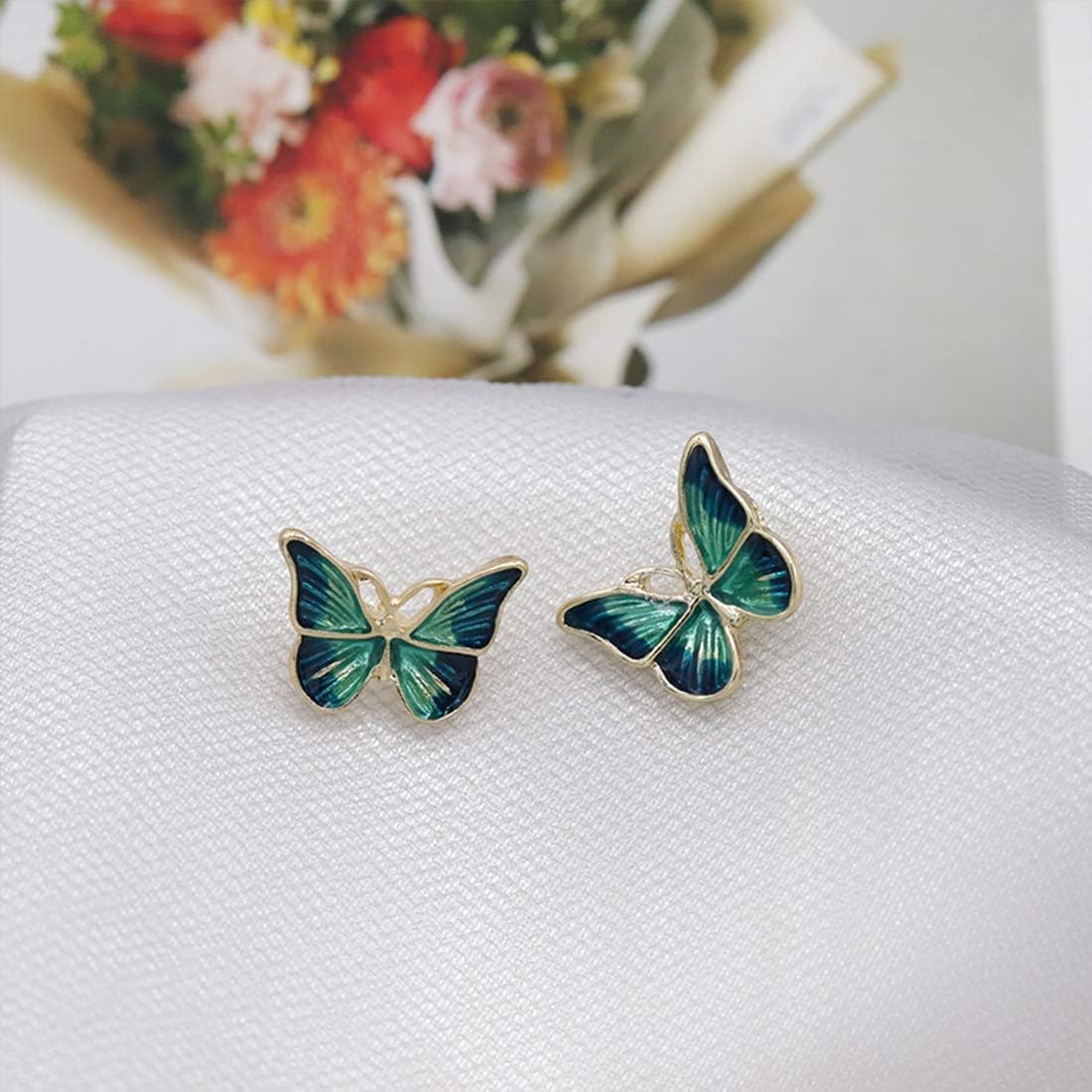 Ms. Swan Vintage Butterfly Studs: Sterling Silver Green Elegance - Shop N Save
