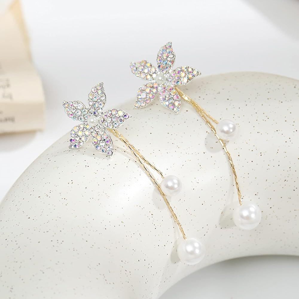 Rhinestone Rose Hoop Earrings: Exaggerated Tassel Fashion Jewelry - Shop N Save