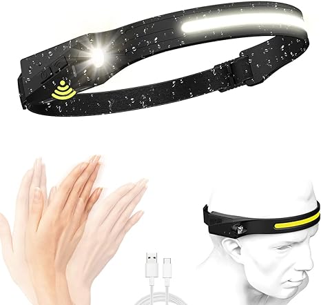 SHUWND LED Headlamp: USB Rechargeable, Motion Sensor, Waterproof - Shop N Save