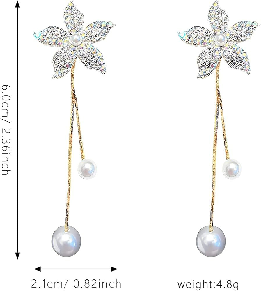 Rhinestone Rose Hoop Earrings: Exaggerated Tassel Fashion Jewelry - Shop N Save