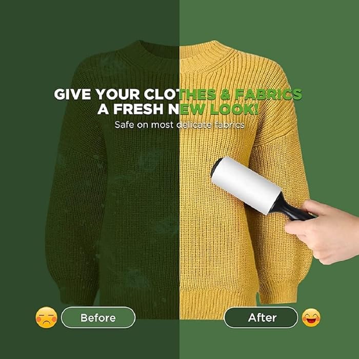 Lint Roller Set: Pet Hair Remover with 60 Refills & Scrubbing Brush - Shop N Save