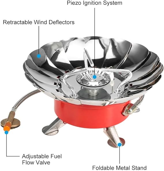 Windproof Gas Burner: Outdoor Stove, Extended Pipe, Ignition - Shop N Save