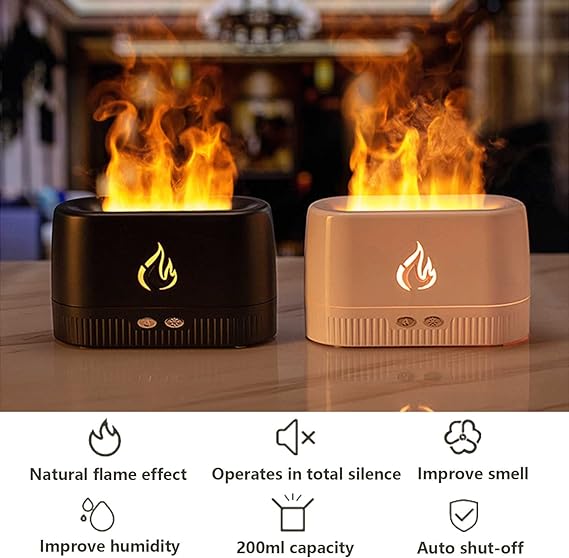 Flame Air Diffuser: Portable, Noiseless, Multicolor Lights, Aromatherapy