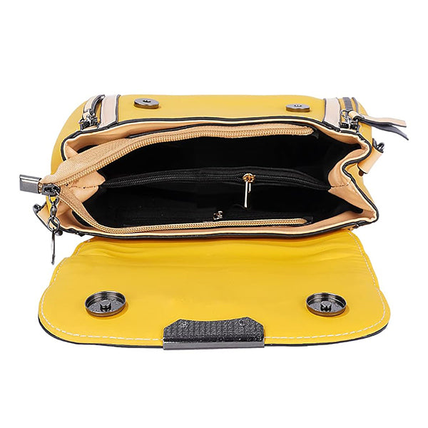 Women Fashion Versatile Contrast Handbag - Yellow - Shop N Save