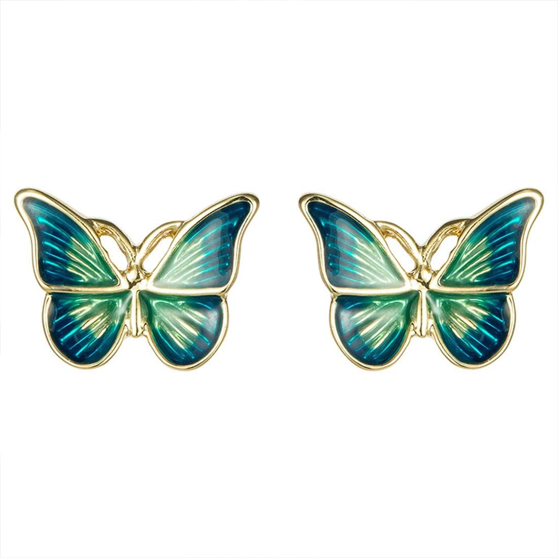 Ms. Swan Vintage Butterfly Studs: Sterling Silver Green Elegance - Shop N Save