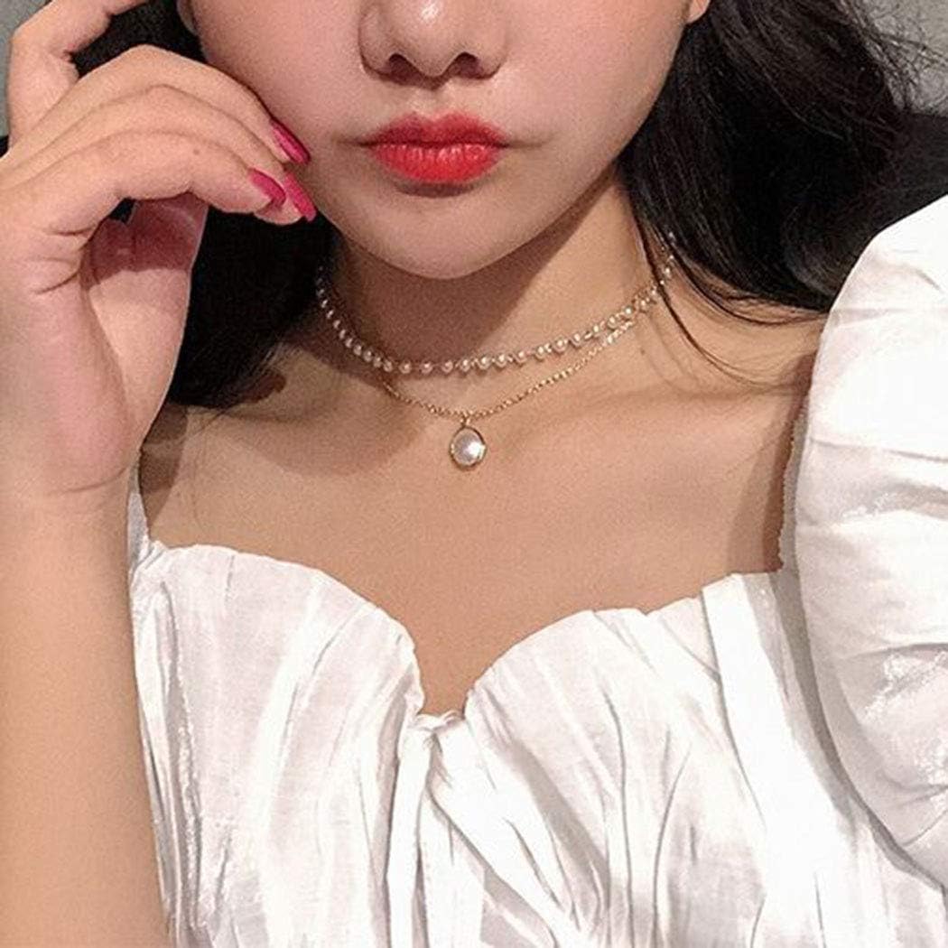 Aluinn Double Pearl Choker: Layered Gold Chain Pendant Necklace for Women - Shop N Save