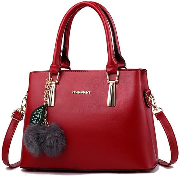 Stylish Double Hand Tote Slung Bag - Wine Red - Shop N Save