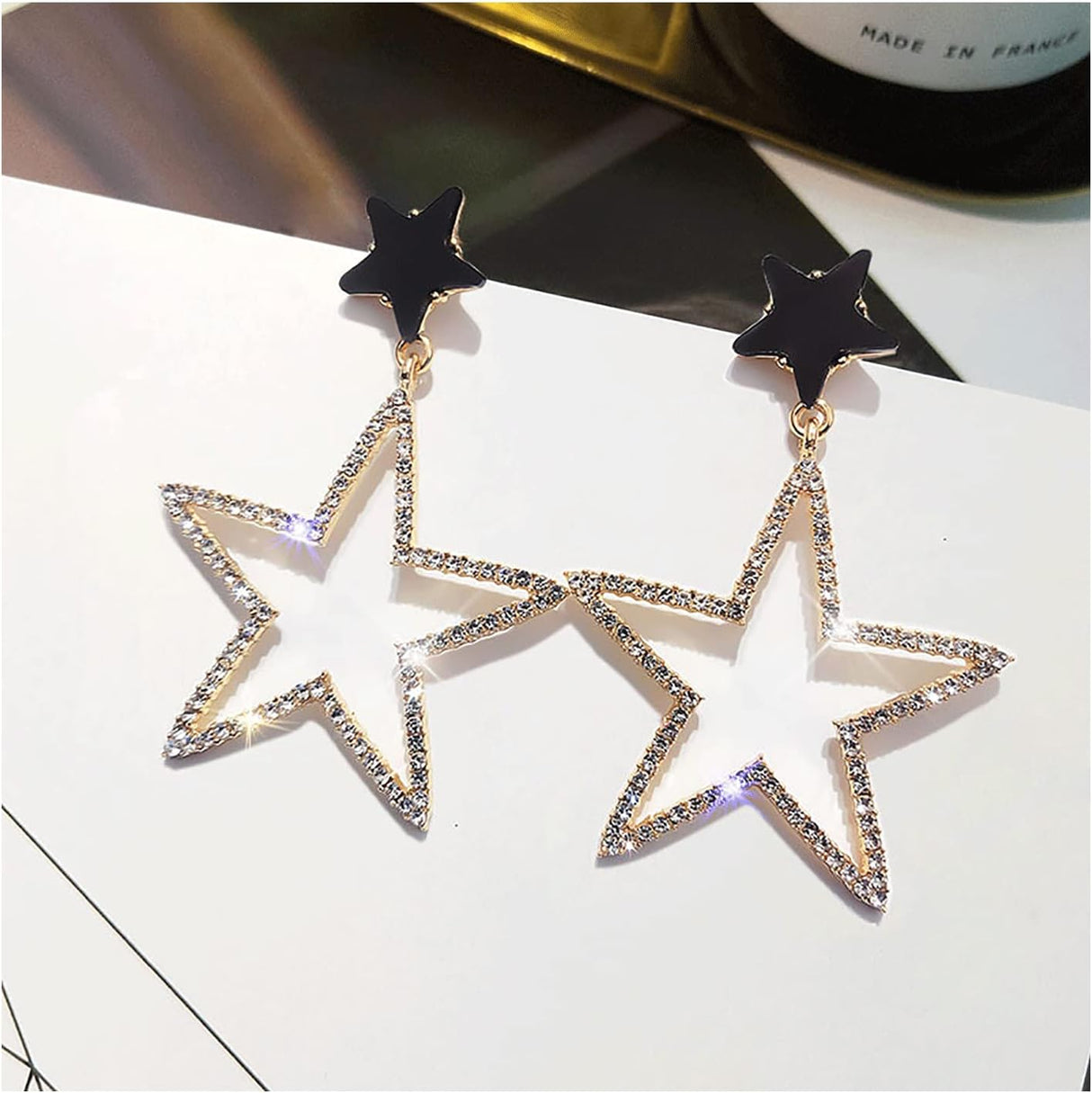 Silver Star Dangle Earrings: Rhinestone CZ Charm for Wedding & Birthdays - Shop N Save