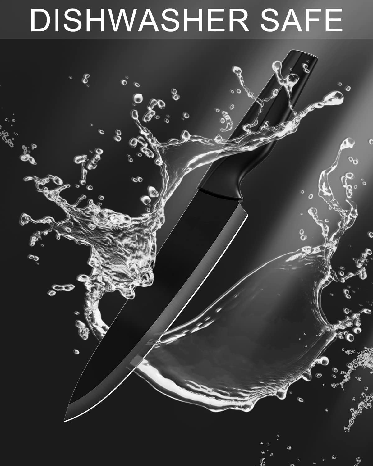 Kitchen Knife Set with Built-in Sharpener Block, Dishwasher Safe, 15 Pieces German Stainless Steel