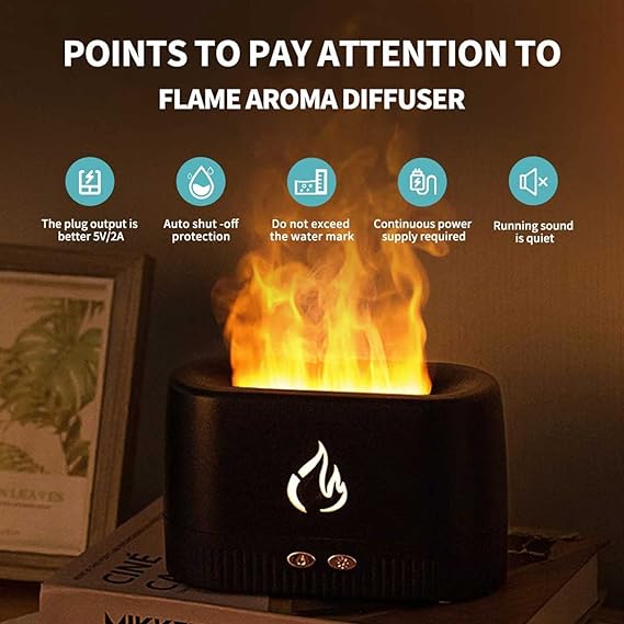 Flame Air Diffuser: Portable, Noiseless, Multicolor Lights, Aromatherapy